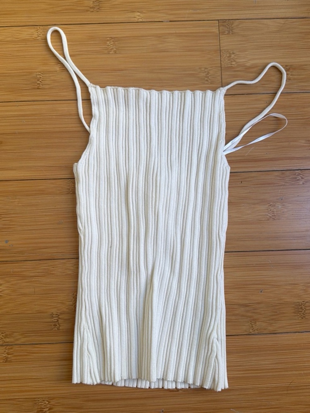 H&M Cream Ribbed Knit Spaghetti Strap Tank